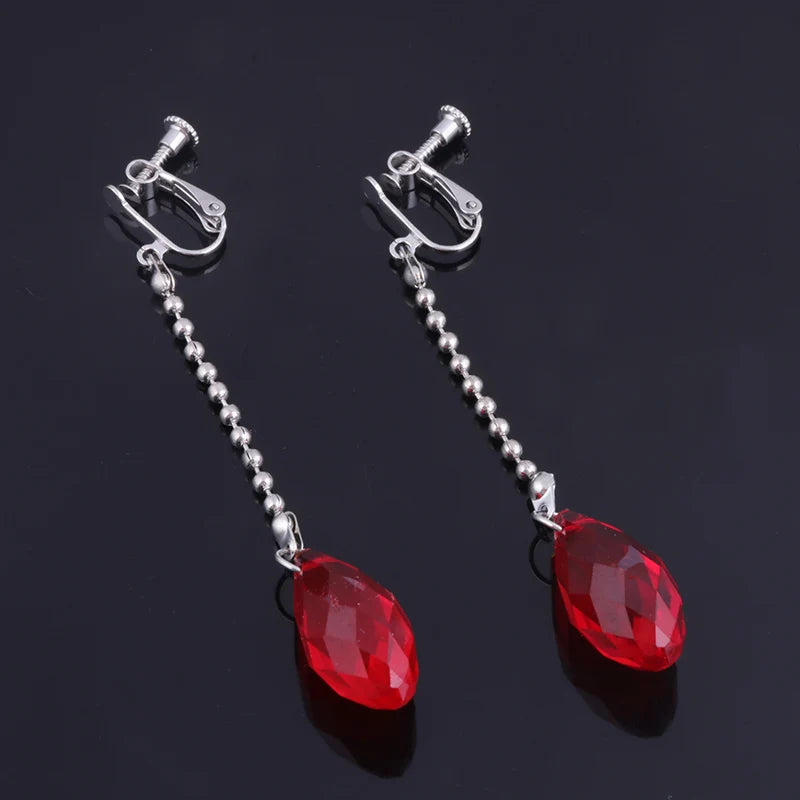 Kurapika Cosplay Ear Clip No Piercing Eardrop Anime Hunter x Hunter Drop Earrings for Women Men Jewelry Gift