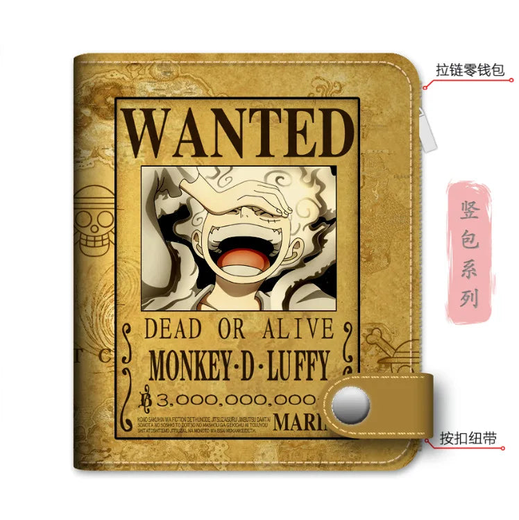 Anime One Piece Figure Wallet Luffy Purse Zoro Ace Bounty Order Skeleton Pattern Pu Kawaii Wallet Card Holder Purse