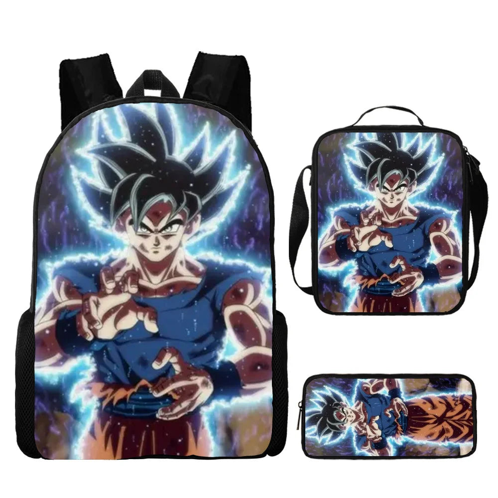 Dragon Ball Anime Goku Vegeta Frieza Large Capacity Cool Student School Bag Lunch Bag Pencil Bag Three-piece Set Gift