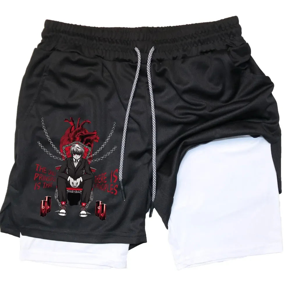 Kurapika Anime 2-in-1 Gym Shorts – Breathable Compression Sportwear
