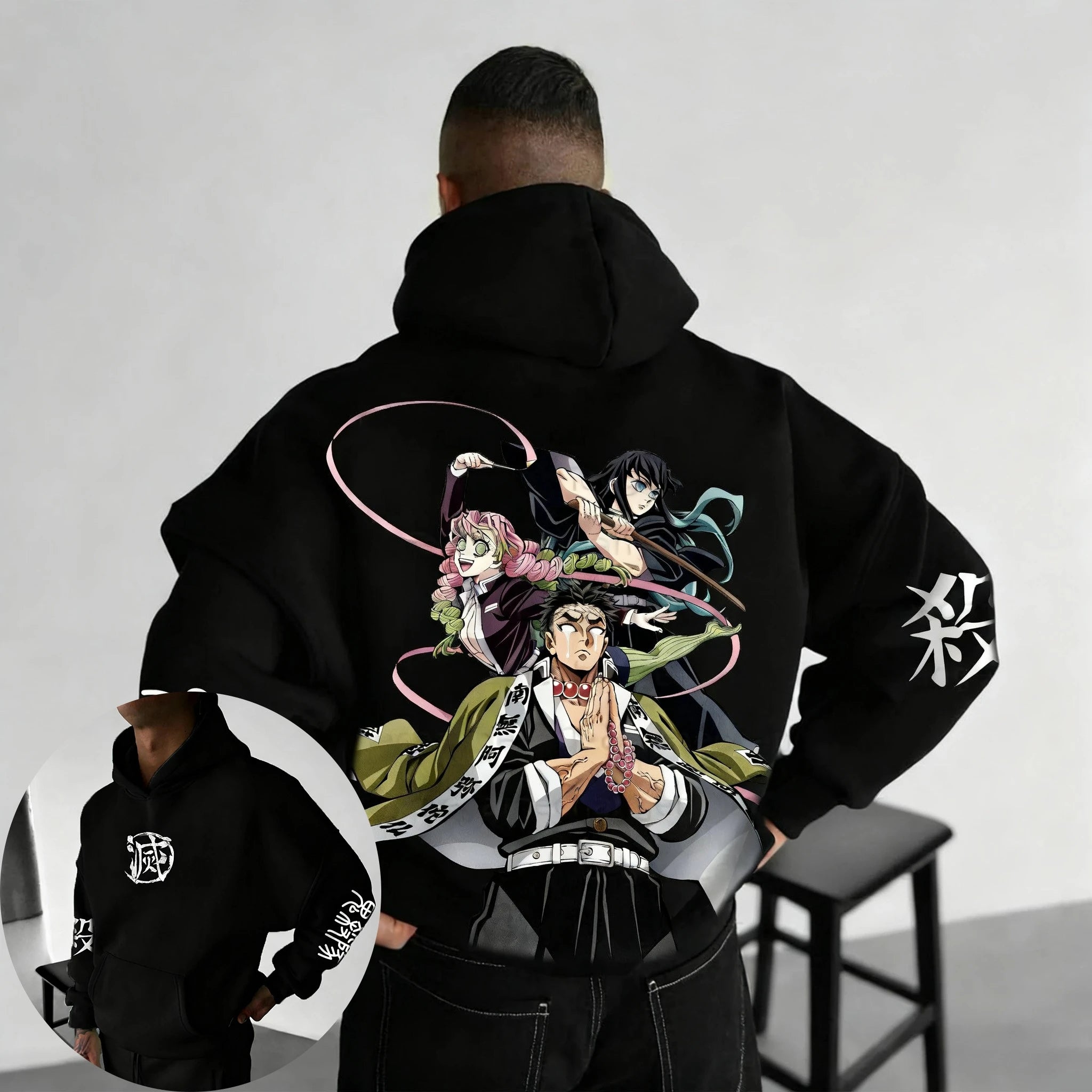 Demon Slayer Anime Hoodies Men's Autumn/Winter New Printed Harajuku Large Loose Casual Parent Child Sweater Top