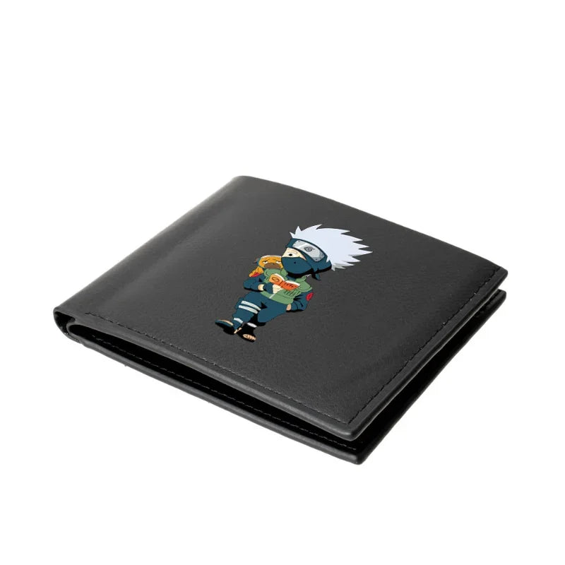 Naruto Sasuke Men Purse Black PU Leather Large Capacity Simple Casual Multiple Slot Card Holder Short Ultra Thin Wallet Gift New