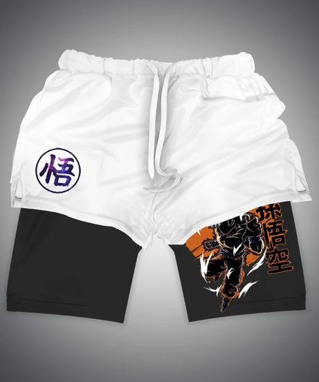 New Dragon Ball Son Goku Shorts Anime Men Double Layer Sports Short Pants Sportswear Jogger Breathable Beach Pants