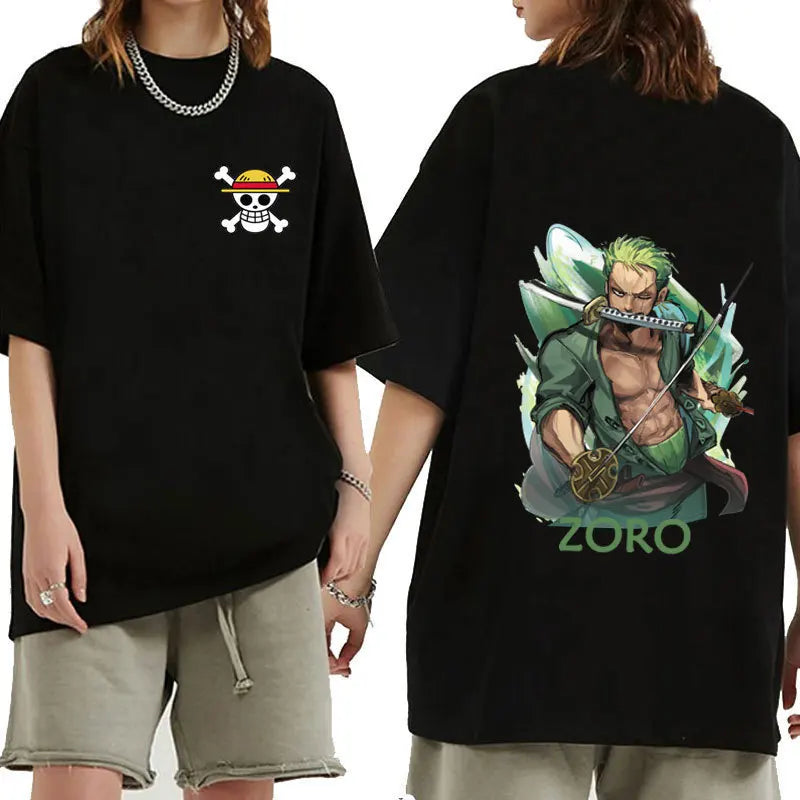 Anime ONE PIECE Sauron Printing Men's and Women's Loose Casual Short Sleeve One Piece Summer Couple T-Shirt Top Birthday