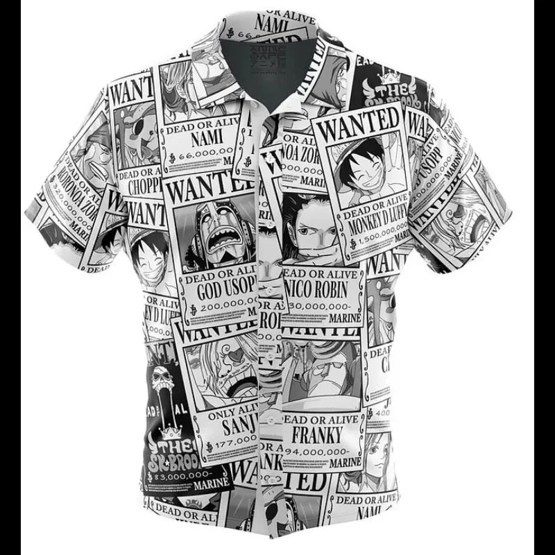 One Piece Luffy Anime Button Up Hawaiian Shirt Fashion Trend Breathable Loose Versatile Casual Sports Summer Men Cosplay Clothes