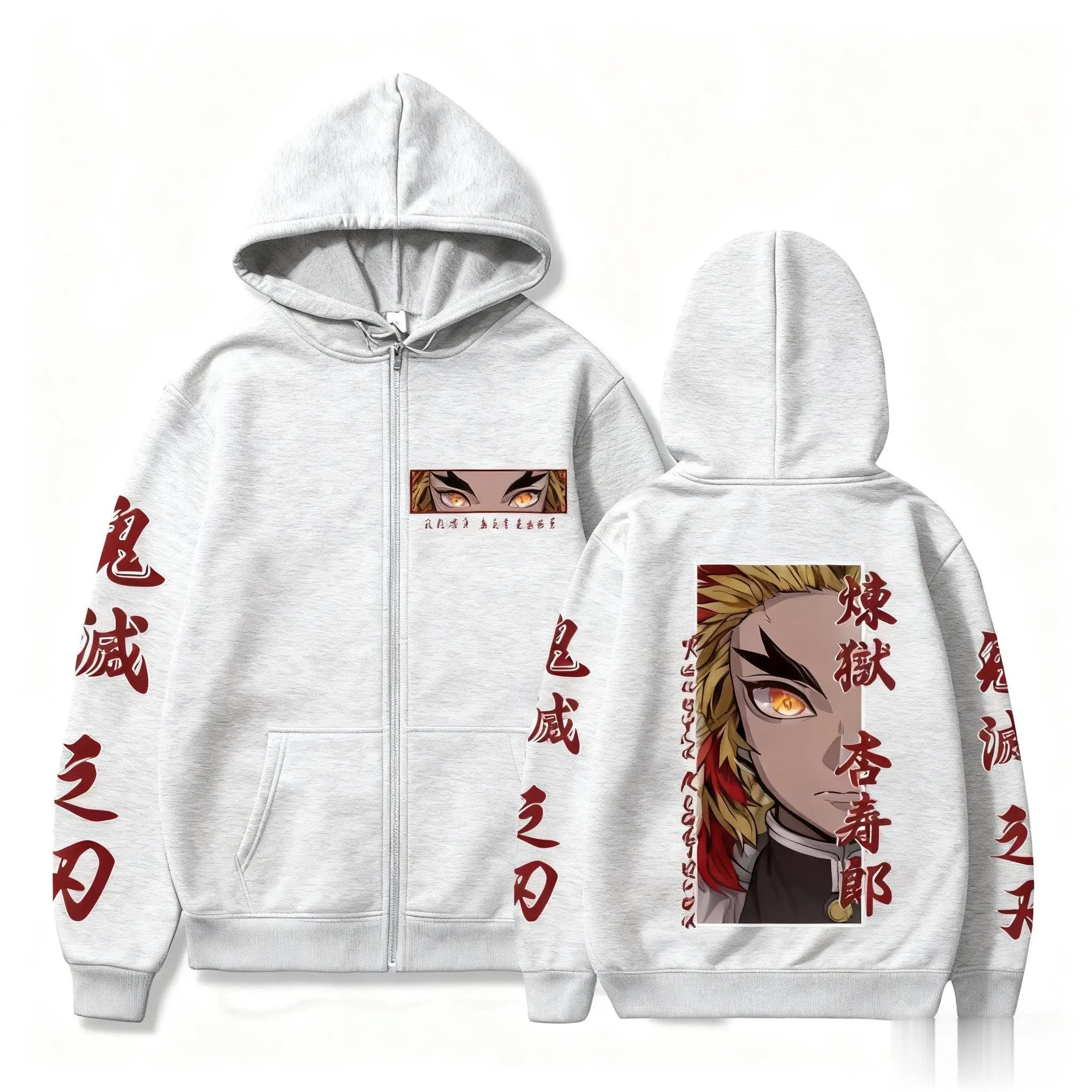Demon Slayer Zipper Hoodie Women Men Anime Print Jacket Sweatshirt Streetwear Unisex Oversized Casual Cosplay Autumn Fashion Top