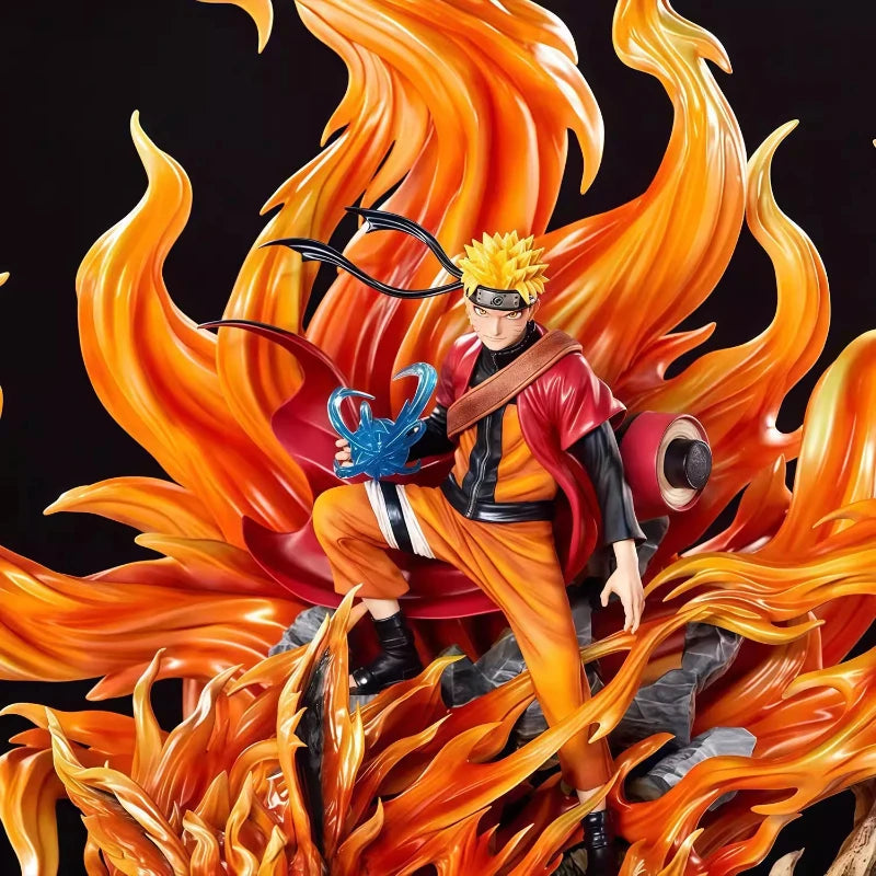 41cm Anime Figure Naruto GK Sennin Mode Naruto Kurama Action Figure Ten Years Hundred Ninja Statue Collect Model Toy Decor Gift