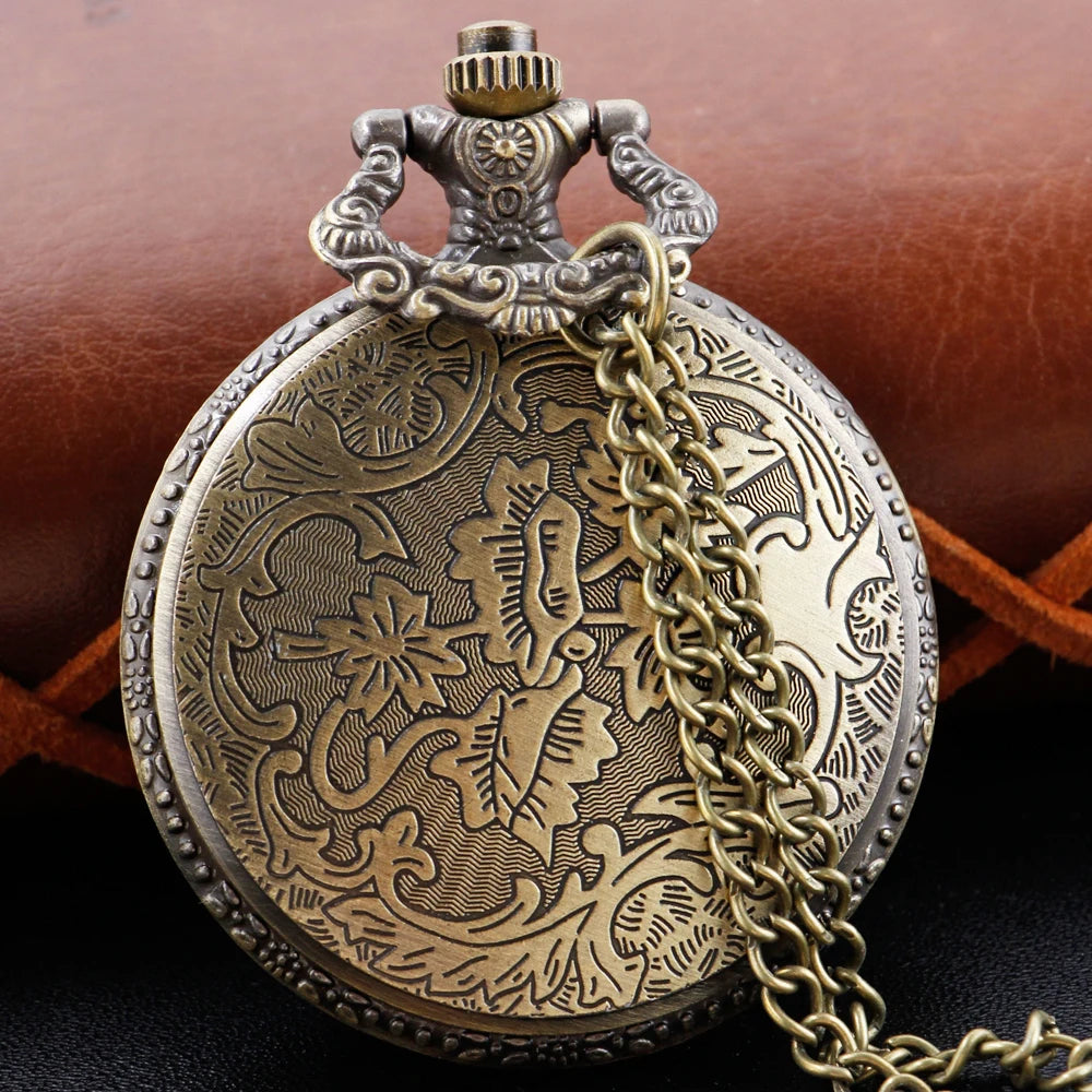 Bronze Pendant Necklace Quartz Pocket Watch Anime Death Comes Fob Chain Watch Clock Men's and Children's Best Holiday Gift