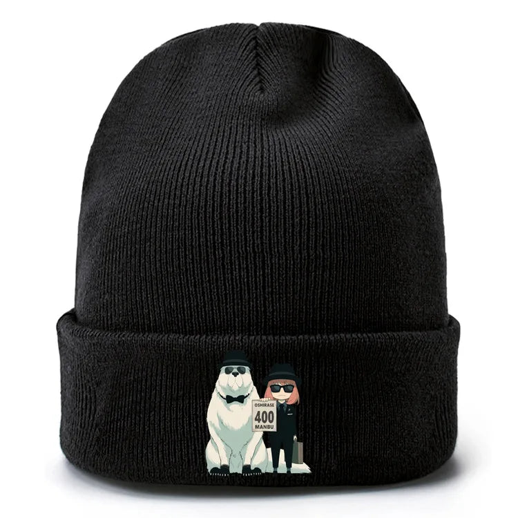 Anime Spy X Family Creative Peripheral Knitted Hats Woolen Hats Rolled Edge Printed Warm Hat Outdoor Men's Women's Trendy Hat