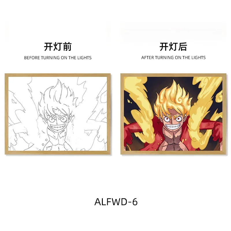 Sun God Nika Luffy Light-Up Frame – One Piece LED Desktop Decor