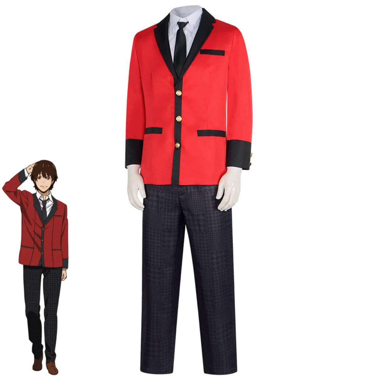 Kakegurui Ryota Suzui Cosplay Costume – Red JK Uniform with Wig for Men