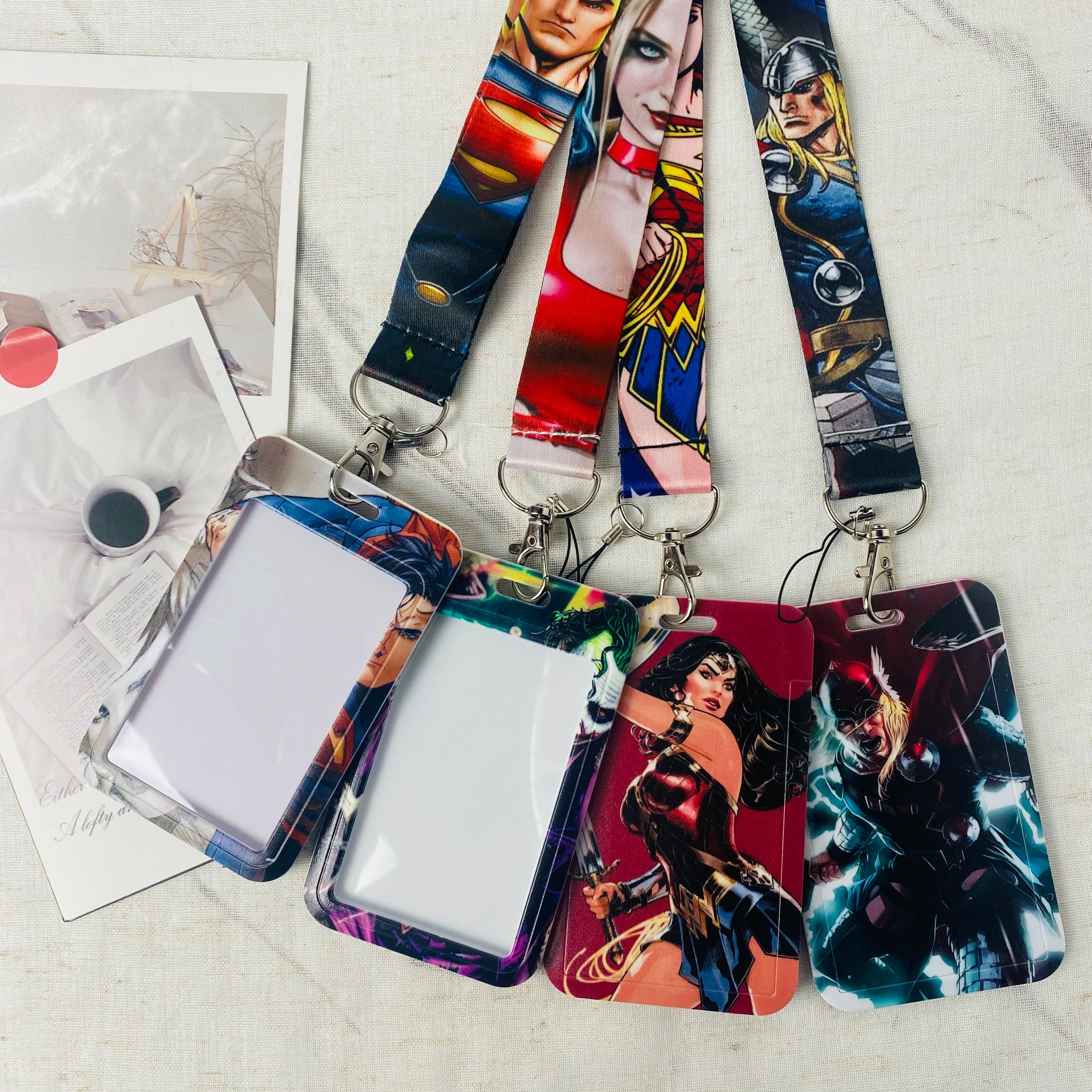 Anime Characters Card Holder Lanyard Keychain ID Credit Bus Card Cover Hang Rope Lariat Lanyard Key Rings Fans Gifts