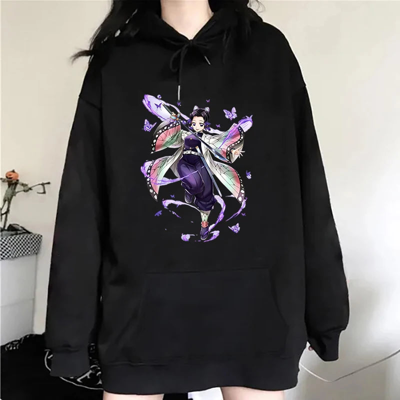 New Fashion Unisex Hoodies Anime Kochou Shinobu Printed Hooded Women Men Harajuku Streetwear Sweatshirt Casual Pullover Tops