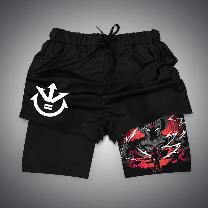 New Dragon Ball Son Goku Shorts Anime Men Double Layer Sports Short Pants Sportswear Jogger Breathable Beach Pants