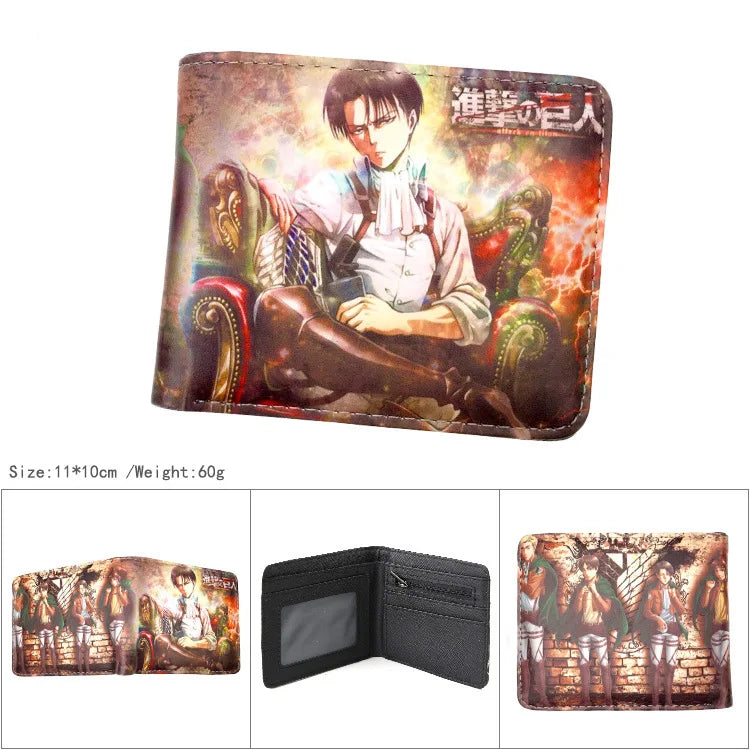 Attack on Titan Short Men Wallet Levi Survey Corps Men's Women's Coin Purse Scout Regiment Money Bag
