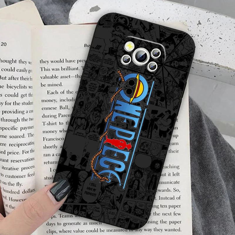 Anime Art One Piece Luffy For Xiaomi Mi Poco F5 F4 F3 X6 X5 X4 X3 M6 M5 M5S M4 M3 C65 Pro GT NFC 5G Black Back Phone Case