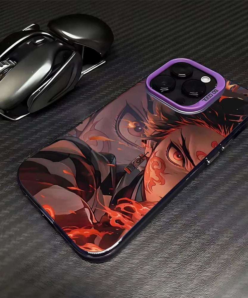 Anime D-Demon S-Slayer Plating Phone Case For Samsung Galaxy A14 A15 5G S21 S22 S23 S24 5G FE Plus Ultra A25 A35 A52 A53 A54 A55