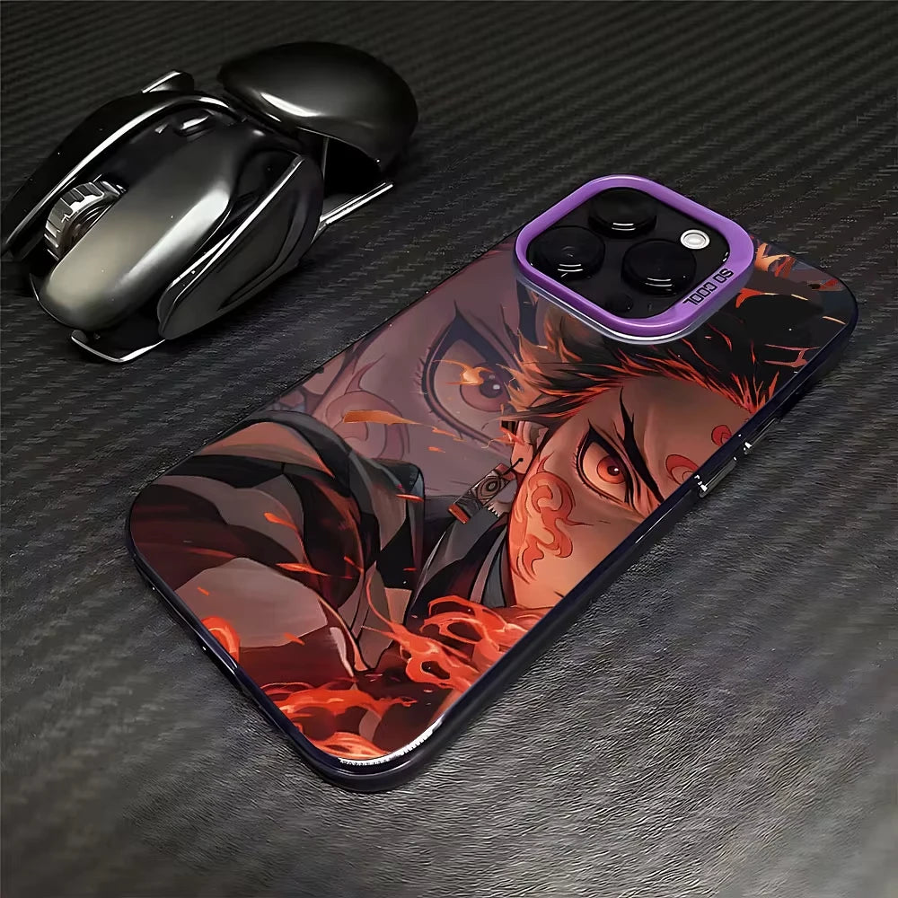 Anime D-Demon S-Slayer Plating Phone Case For Samsung Galaxy A14 A15 5G S21 S22 S23 S24 5G FE Plus Ultra A25 A35 A52 A53 A54 A55