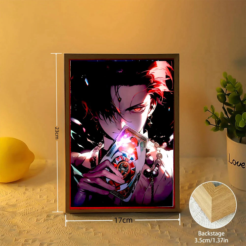 Anime Figure Light Painting Picture Frame Hunter×Hunter Killua Chrollo Led Night Light Moon Lamp Bedroom Home Decor Friends Gift