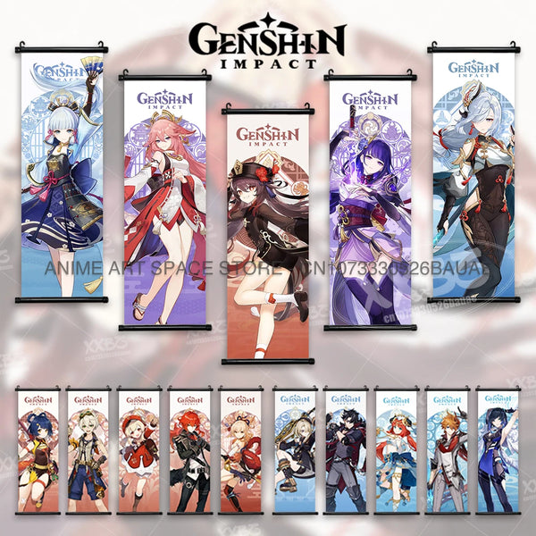 Genshin Impact Wall Scroll — Yae Miko, Ganyu & Klee Art