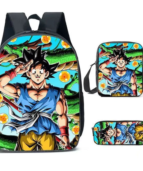 Dragon Ball Anime Goku Vegeta Frieza Large Capacity Cool Student School Bag Lunch Bag Pencil Bag Three-piece Set Gift