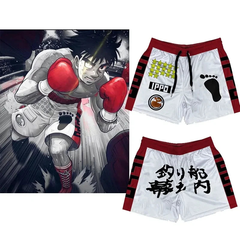 Hajime no Ippo Quick-Dry Gym Shorts – Anime Sportswear for Fitness & Casual Wear