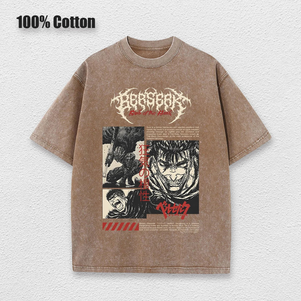 Berserk Anime Vintage Graphic T-Shirt – Harajuku Cotton Tee for Men & Women