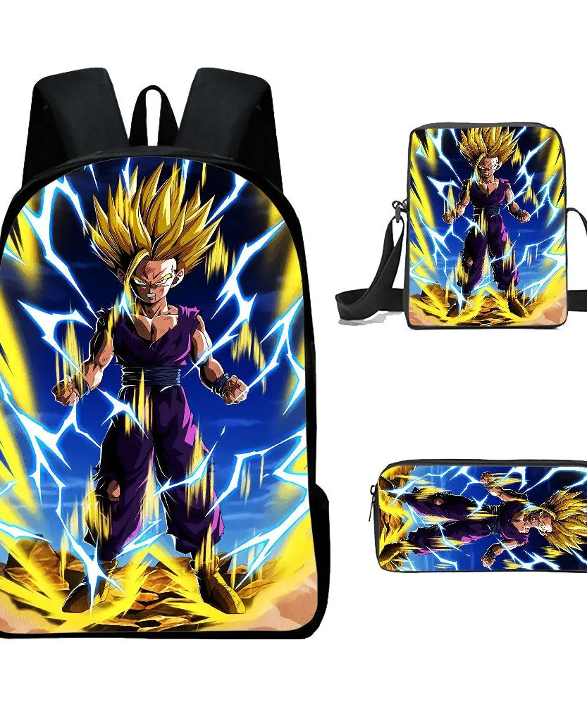 Dragon Ball Anime Goku Vegeta Frieza Large Capacity Cool Student School Bag Lunch Bag Pencil Bag Three-piece Set Gift