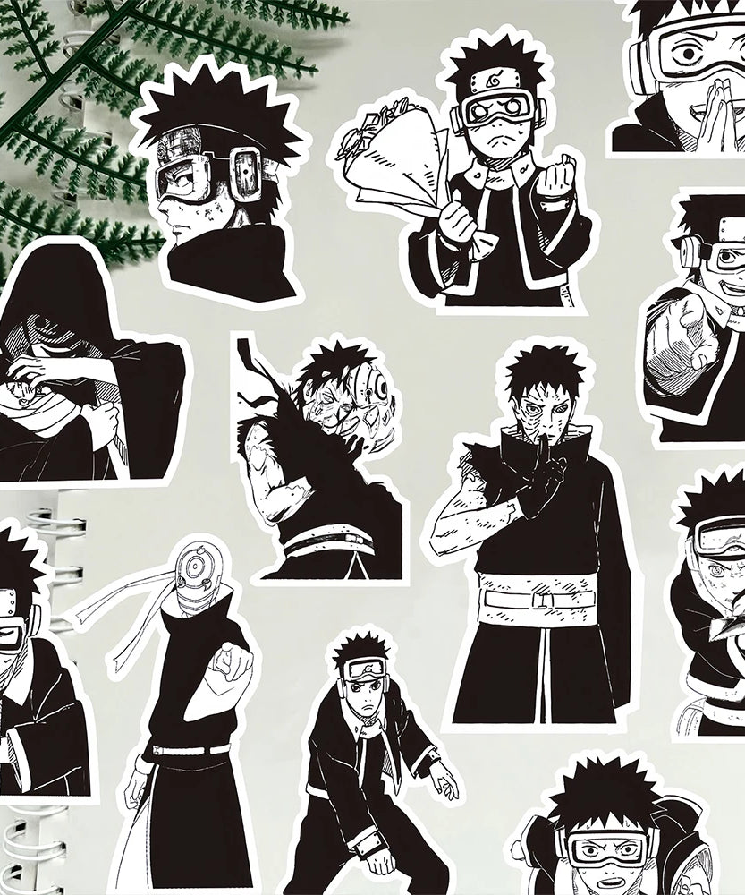 10/30/70pcs Anime NARUTO Uchiha Obito Stickers Cool Black and White Graffiti Decals Phone Notebook Luggage Cartoon Sticker Decor