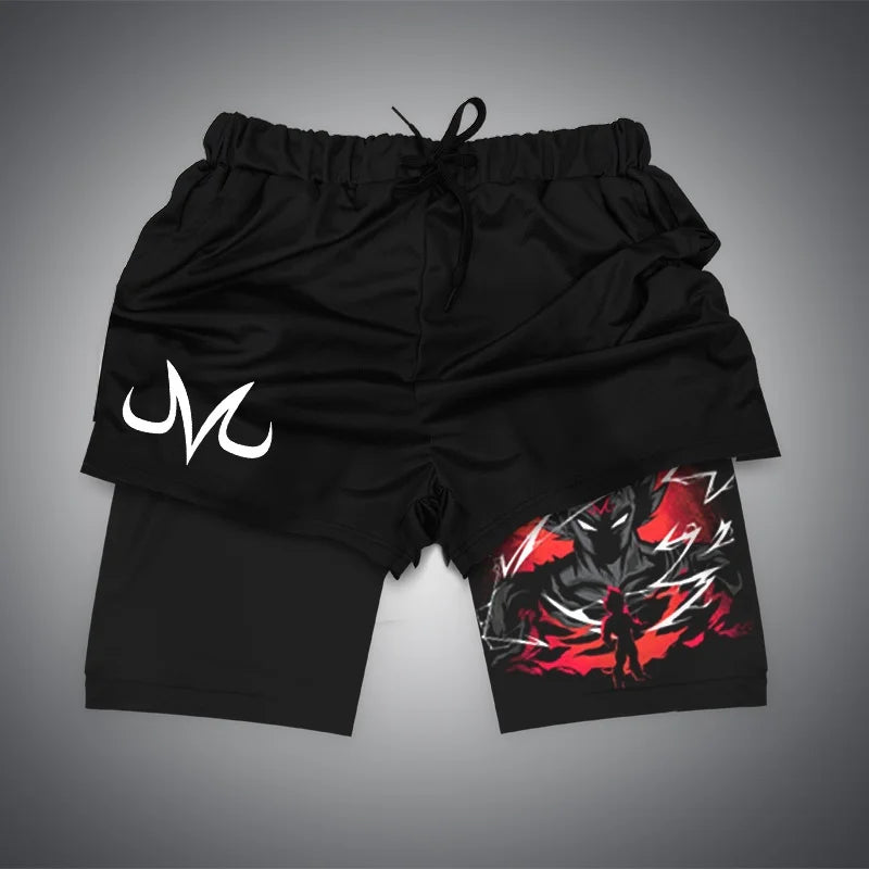 New Dragon Ball Son Goku Shorts Anime Men Double Layer Sports Short Pants Sportswear Jogger Breathable Beach Pants