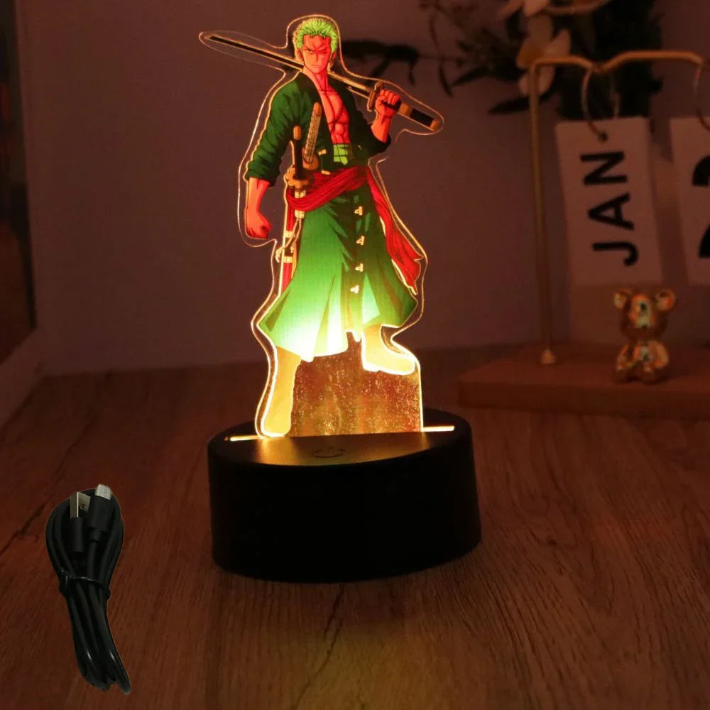 Actions Figure One Piece Luffy Zoro Anime Figures 3D Lamp PVC Action Collection Model Toys LED Night Light Kid Christmas Gift
