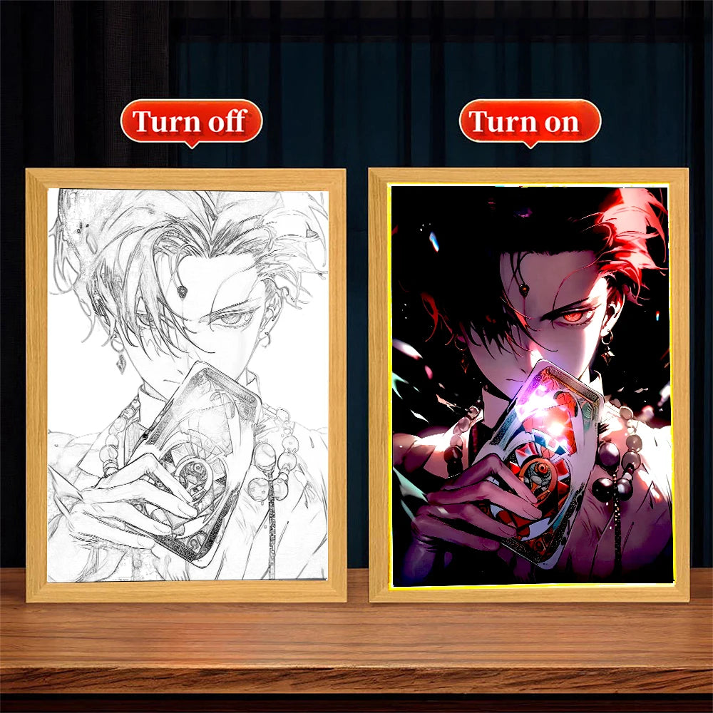 Anime Figure Light Painting Picture Frame Hunter×Hunter Killua Chrollo Led Night Light Moon Lamp Bedroom Home Decor Friends Gift