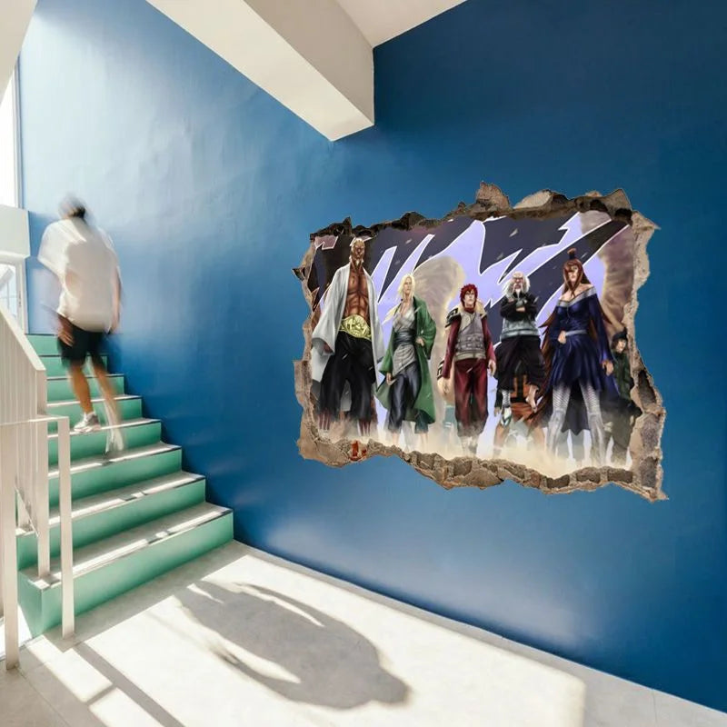 Naruto Wall Stickers, Personalized 3D Three-dimensional Adhesive Wall Stickers, Waterproof Glass Stickers, Decorative Paintings