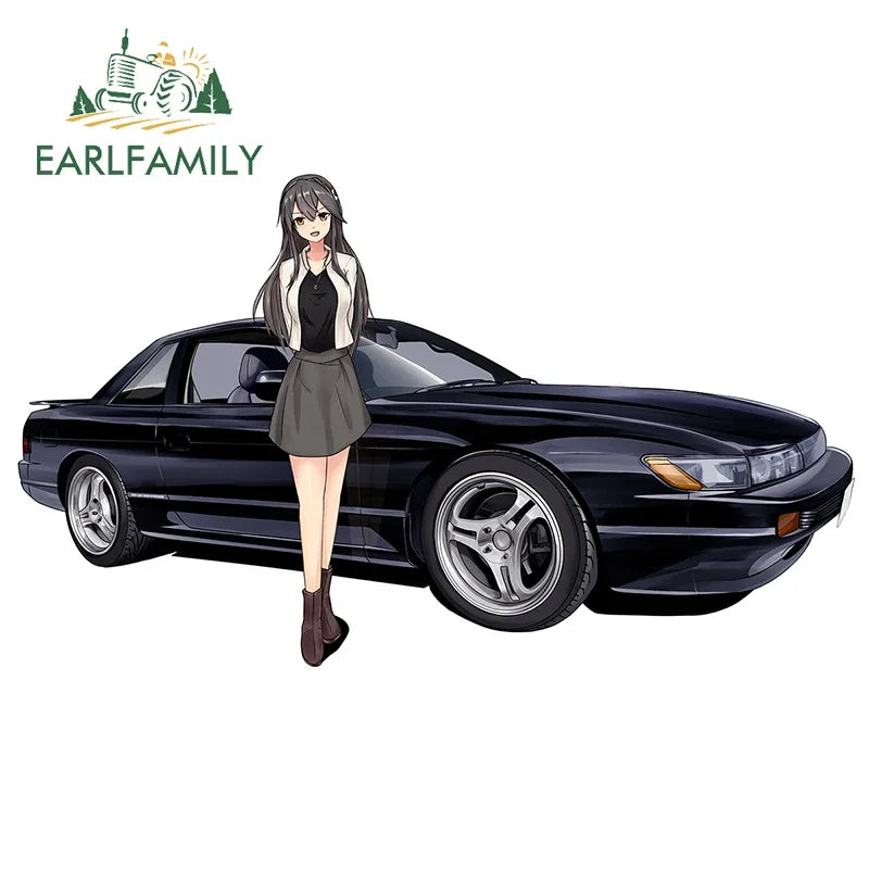 EARLFAMILY 13cm For ILLEGALSTREET X ANIME Window Fine Decal Sunscreen Car Sticker Anime Car Accessories Decoration