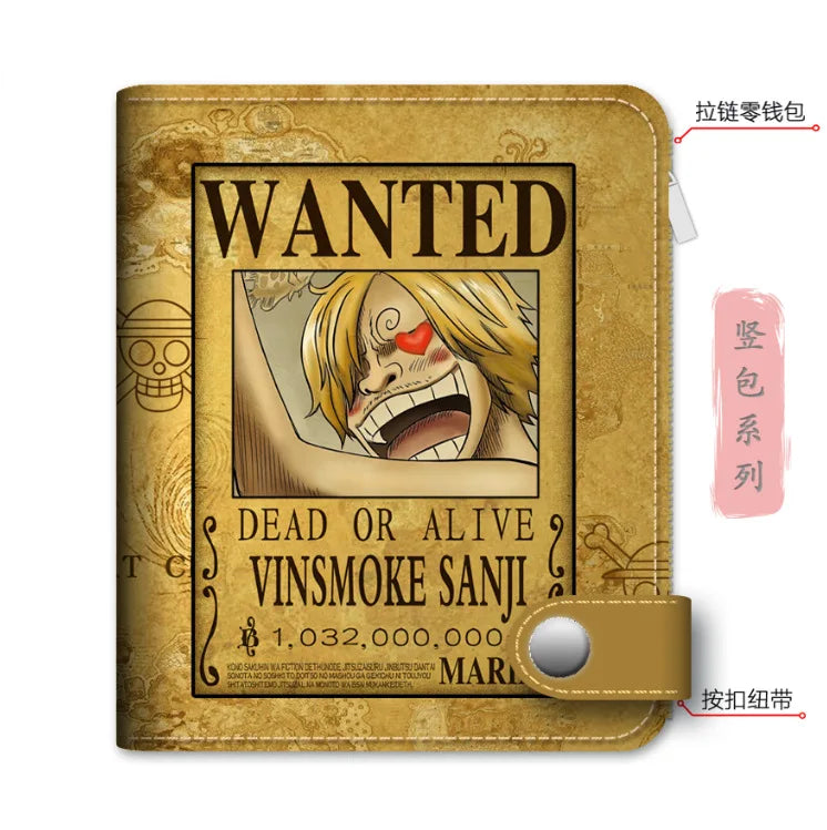 Anime One Piece Figure Wallet Luffy Purse Zoro Ace Bounty Order Skeleton Pattern Pu Kawaii Wallet Card Holder Purse