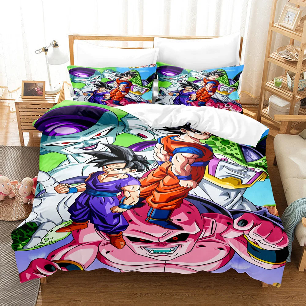 Anime Dragon Ball Duvet Comforter Quilt Cover Set Super Saiyan Bedding Set Anime Car Bed Bedroom Home Children Bedroom Gifts