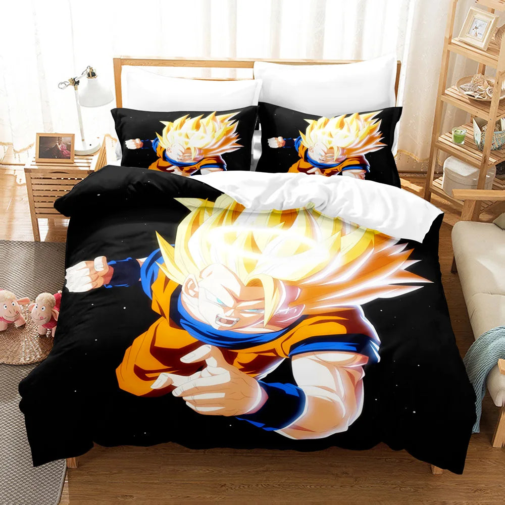 Anime Dragon Ball Duvet Comforter Quilt Cover Set Super Saiyan Bedding Set Anime Car Bed Bedroom Home Children Bedroom Gifts