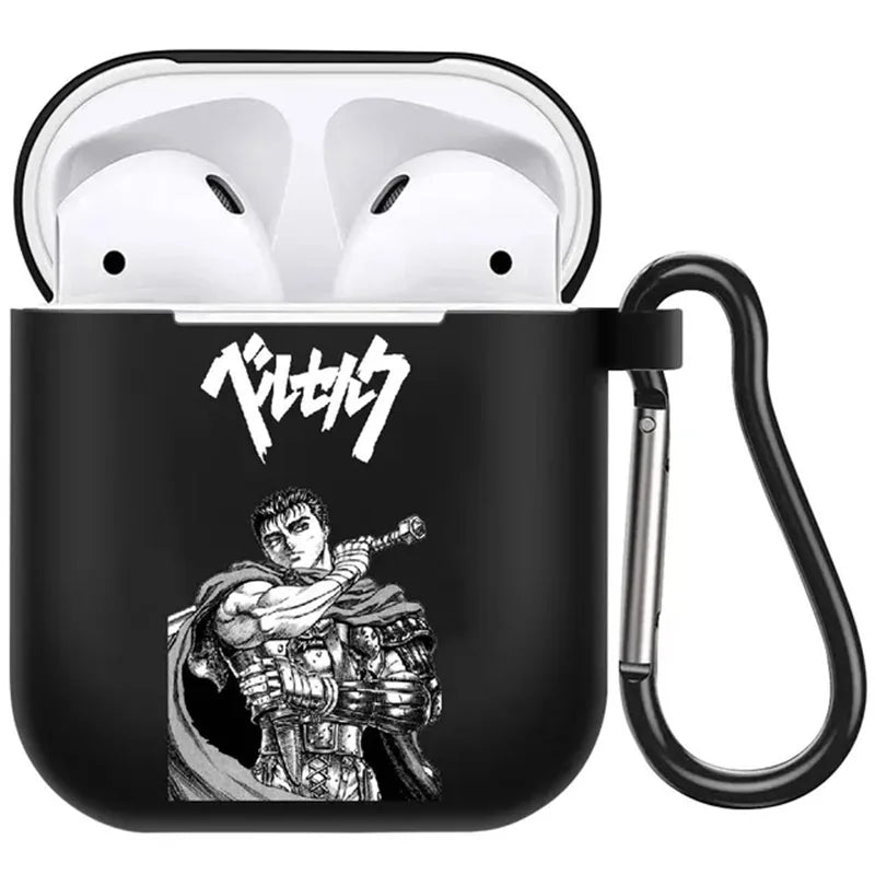 anime Berserk Guts Zodd Earphone Case For AirPods4 1 2 3 Pro Black Soft silicone wireless Bluetooth headphone case
