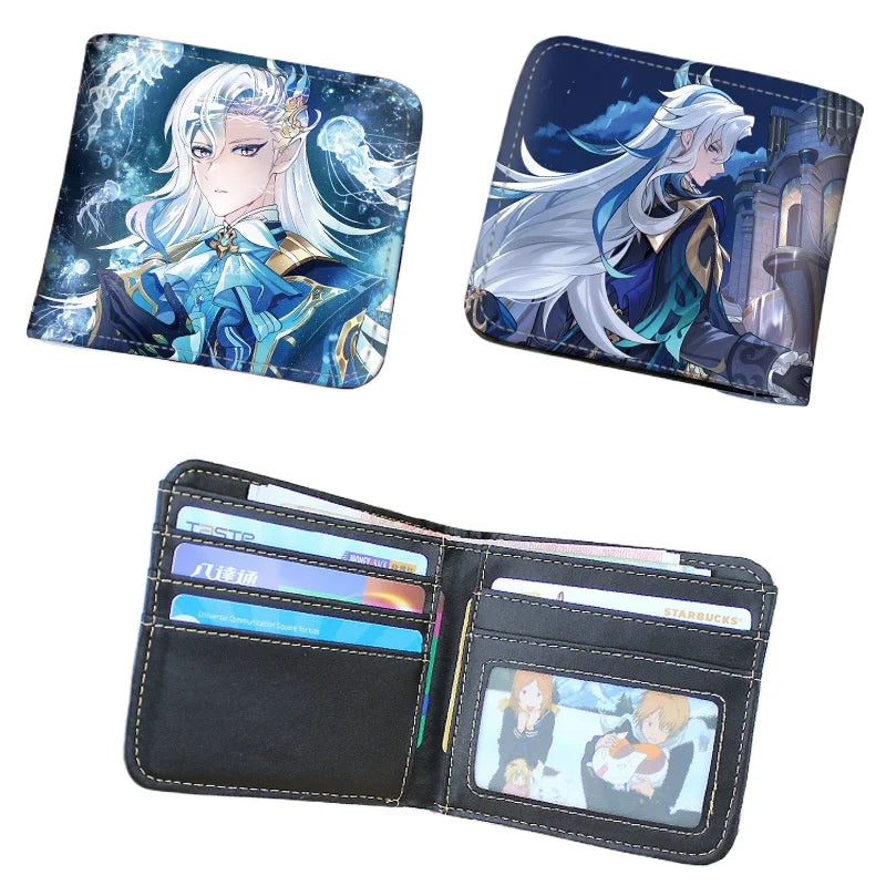 Genshin Impact Raiden Shogun Short PU Leather Wallet Cute Nahida Kamisato Ayaka Folding Purse