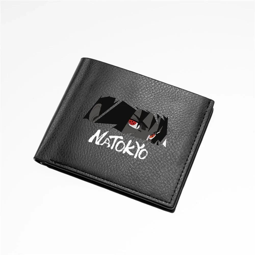 Naruto Sasuke Men Purse Black PU Leather Large Capacity Simple Casual Multiple Slot Card Holder Short Ultra Thin Wallet Gift New