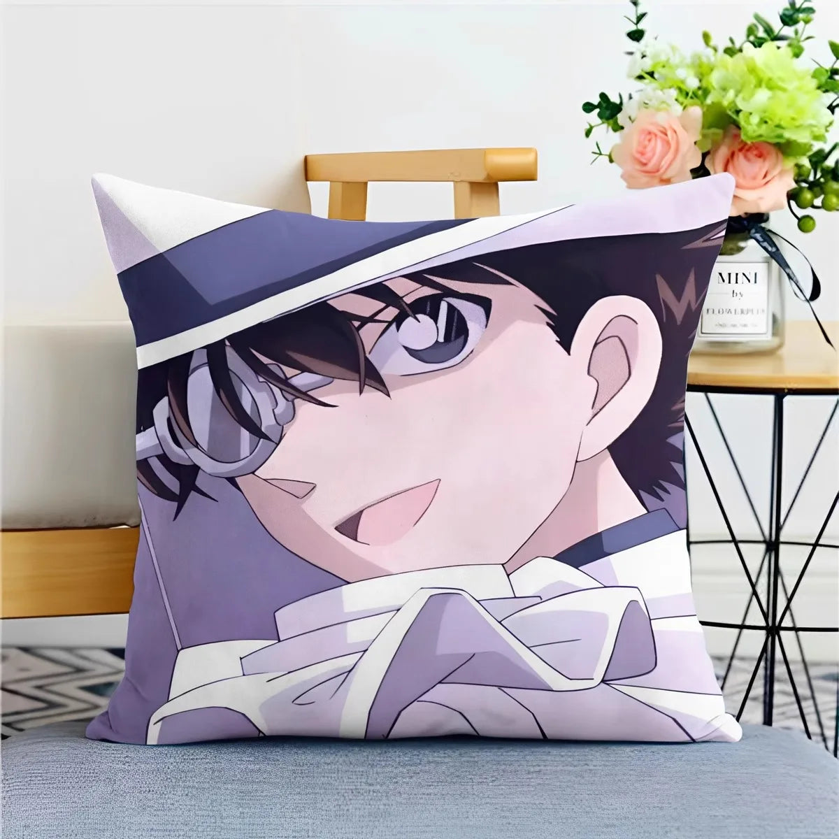 Detective Conan Pillowcase – Soft Anime Cushion Cover with Zipper for Sofa & Bedroom Decor
