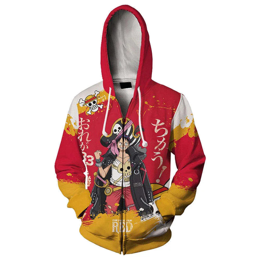 Anime One Piece Luffy Trafalgar D. Water Law Hoodie Cosplay Costume Long Sleeve Sweatshirt Sweater Zip Up Coat Jackets