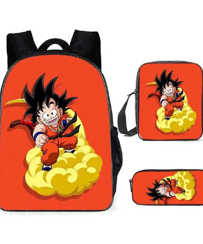 Dragon Ball Anime Goku Vegeta Frieza Large Capacity Cool Student School Bag Lunch Bag Pencil Bag Three-piece Set Gift