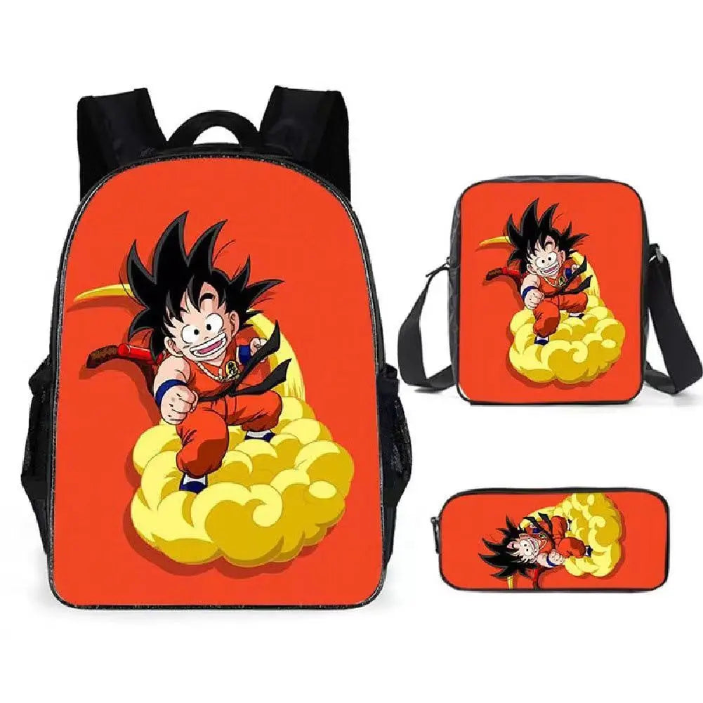 Dragon Ball Anime Goku Vegeta Frieza Large Capacity Cool Student School Bag Lunch Bag Pencil Bag Three-piece Set Gift