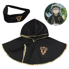 Black Clover Asta Cloak & Headband Set – Black Bull Logo Hooded Cosplay Cape