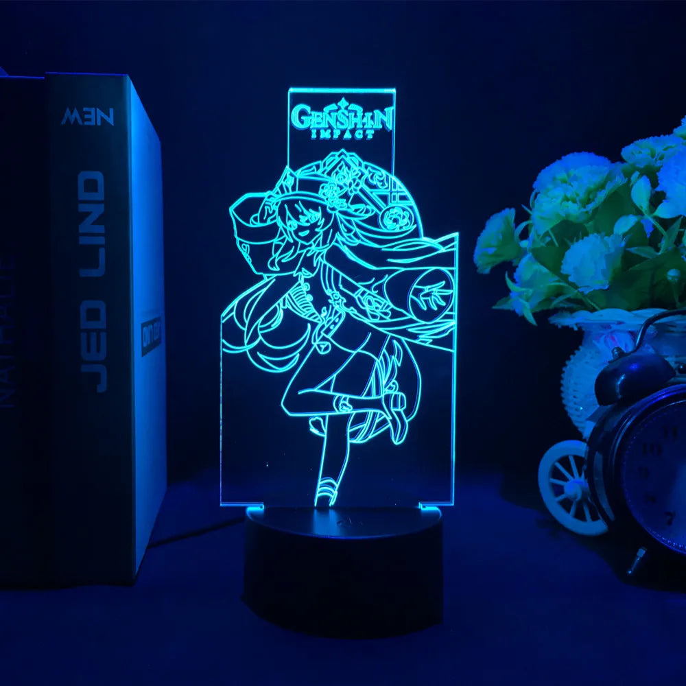 Newly Genshin Impact Night Light Yae Miko Game Figures Acrylic Stand Model 3D Table Lamp Kids Git Acrylic Bedside lamp
