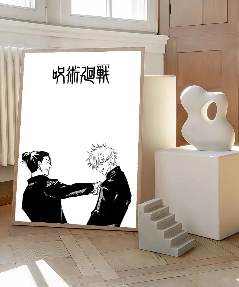 Jujutsu Kaisen Canvas Art – Itadori, Gojo, Fushiguro & Toji Anime Poster (Unframed)