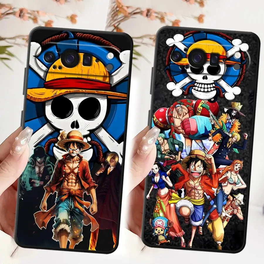 Black Soft Shell Phone Case for Google Pixel 8 Pro 7 Pro 9a 6 Pro 6a 9 Pro XL 7a 8a Luffy One-PieceS