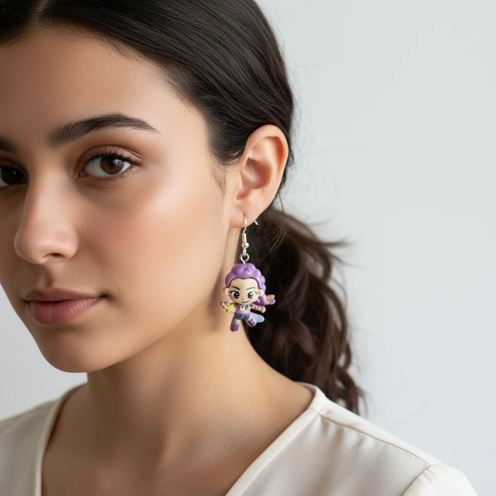 3Pairs Kpop Demon Hunters Character Resin Pendant Earrings Set Cosplay Jewelry Gift for Women