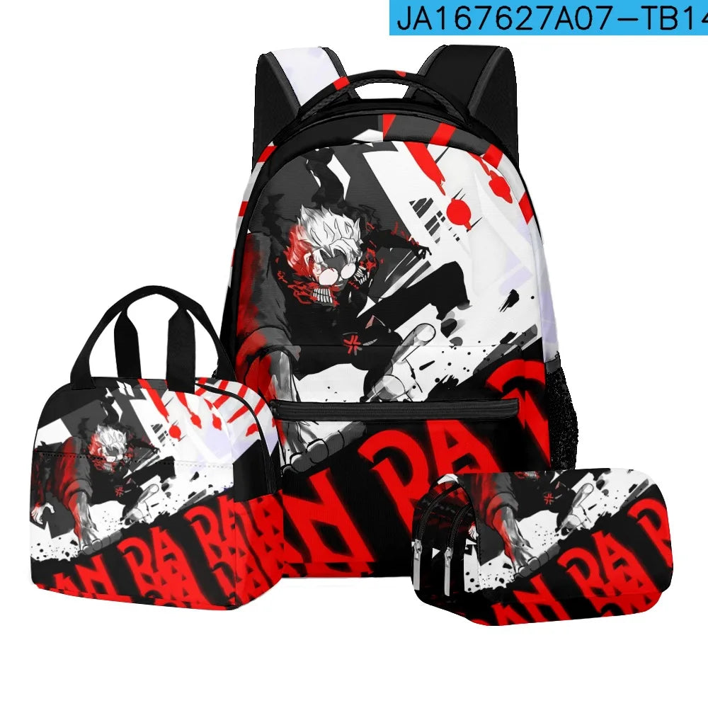 Luxury Popular Novelty DANDADAN 3D Printed 3pcs/Set student School Bags Travel Notebook Backpack Lunch bag Pencil Case